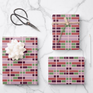 Retro Geometric Brick Wrapping Paper Sheets