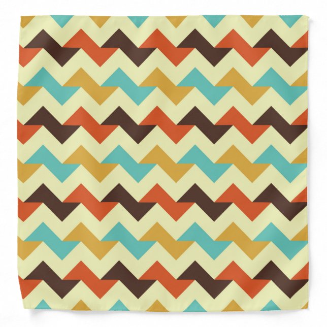Retro Geometric Chevron Zigzag 3D Pattern Bandana (Front)