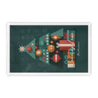 Retro Geometric Christmas Tree Acrylic Tray