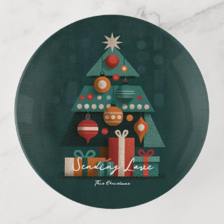 Retro Geometric Christmas Tree Trinket Tray