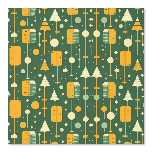 Retro Geometric Christmas Trees Pattern Wallpaper (Front)