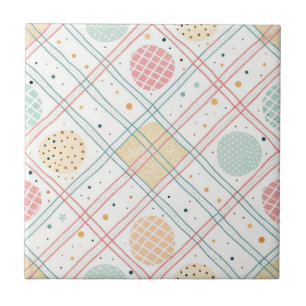 Retro Geometric Circle Mid-Century Abstract (2) Ceramic Tile