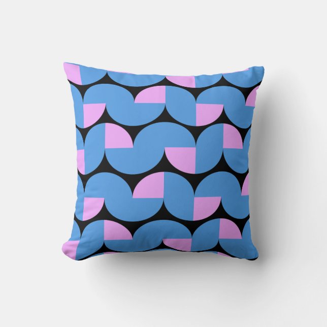 Retro Geometric Circle Pattern Throw Pillow (Front)