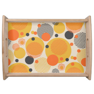 Retro Geometric Circles: 60s Vintage Serving Tray