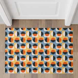 Retro Geometric Circles and Squares Colorful Doormat