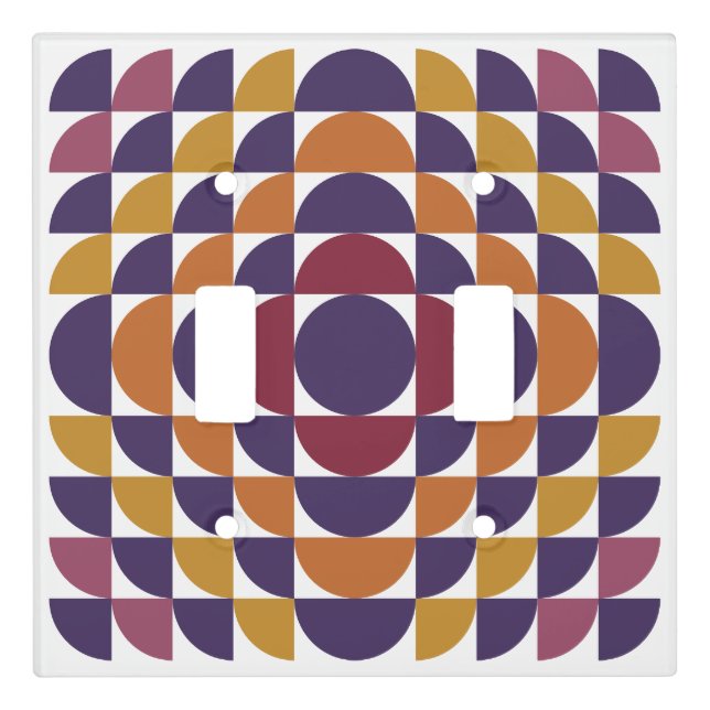 Retro Geometric Circles Light Switch Cover (Front)