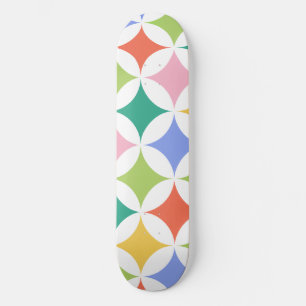 Retro Geometric Circles Pattern-Colorful Abstract Skateboard
