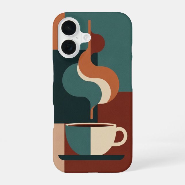 Retro Geometric Coffee Mug Scene iPhone Case (Back)