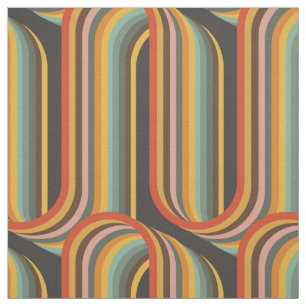 Retro Geometric Colorful Lines Fabric