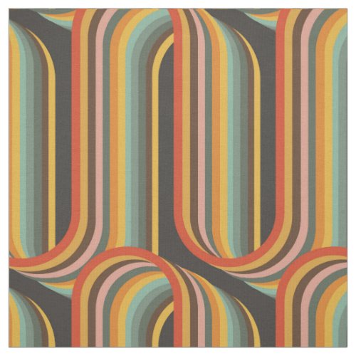 Retro Geometric Colorful Lines Fabric