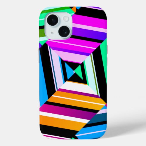 Retro geometric colorful pattern  iPhone 15 case