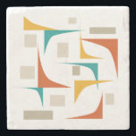 Retro Geometric Corners Mid Century Modern Stone Coaster<br><div class="desc">Add a pop of color to your coffee table with this funky corners and rectangles mid century styled stone coaster. It features the fun colors of teal blue,  burnt orange,  yellow,  and tan.</div>