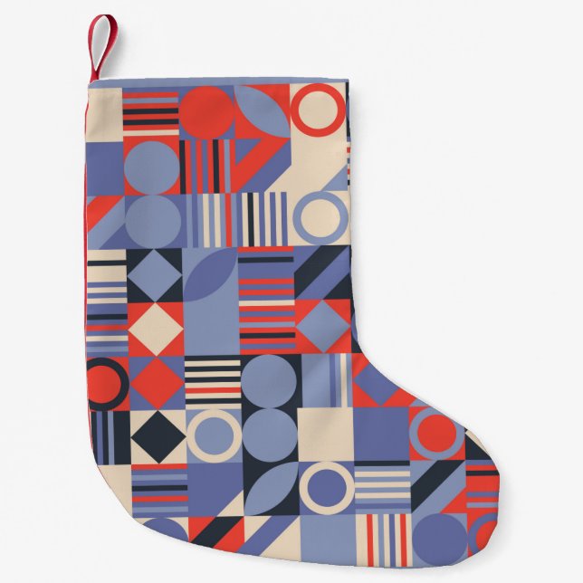 Retro geometric covers set. Bauhaus retro design c Small Christmas Stocking (Front)