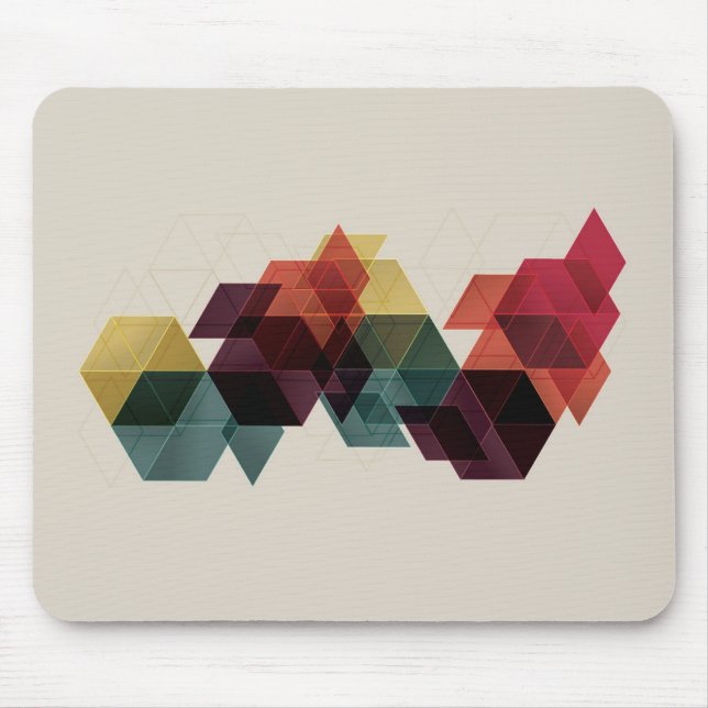 Retro Geometric Cube Background Mouse Pad (Front)