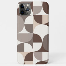 Retro Geometric Curves Pattern - Terra Brown