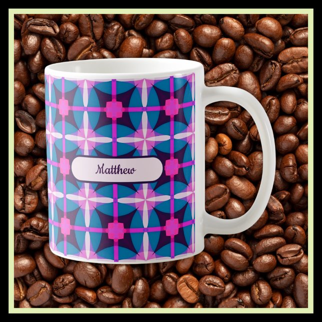 Retro Geometric Design in Pink, Purple and Blue - Coffee Mug (Creator Uploaded)