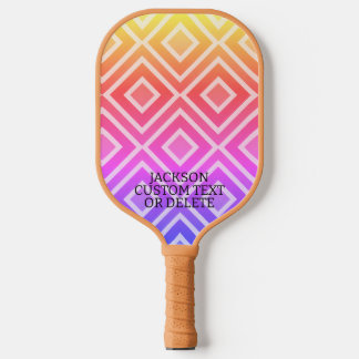 Retro Geometric Diamond Pattern Custom Text Cool P Pickleball Paddle