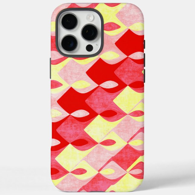 Retro Geometric Diamond Pattern Red, Pink & Yellow Case-Mate iPhone Case (Back)