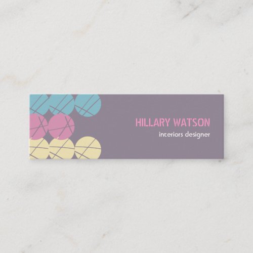 Retro geometric dots pattern abstract pink purple mini business card