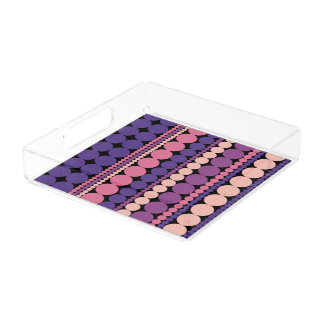 Retro Geometric Dotted Stripes Acrylic Tray