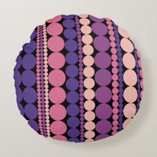 Retro Geometric Dotted Stripes Round Pillow