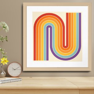 Retro Geometric Double Arch Design Framed Art