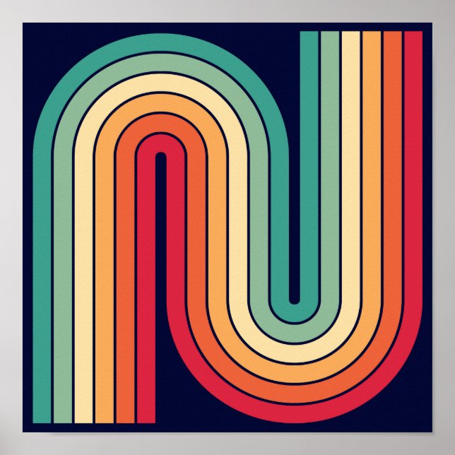 Retro Geometric Double Arch Design Poster (Front)
