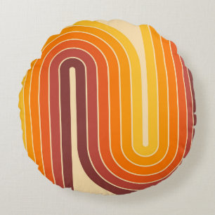 Retro Geometric Double Arch Design Round Pillow