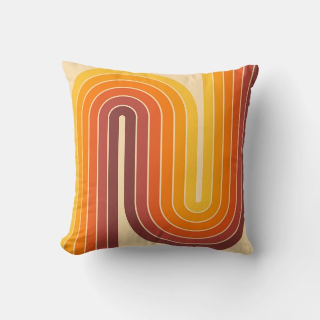Retro Geometric Double Arch Design Throw Pillow (Front)