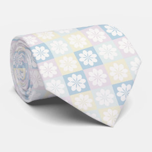 Retro Geometric Floral Pattern Neck Tie