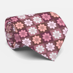Retro Geometric Floral Pattern Neck Tie