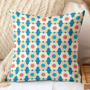 Retro Geometric Floral Pattern Throw Pillow