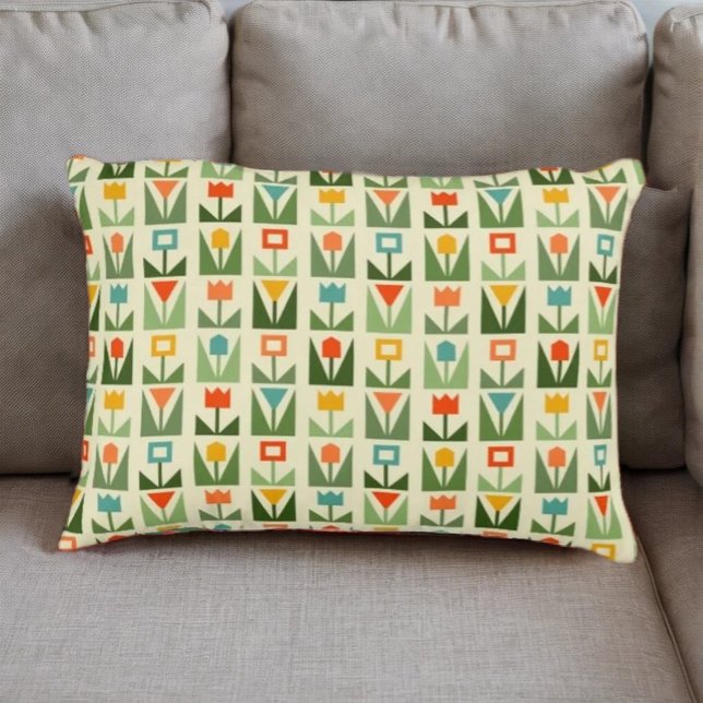Retro Geometric Floral Throw Pillow (Creator Uploaded)