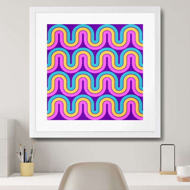 Retro Geometric Gradient Design Framed Art (Home Office)