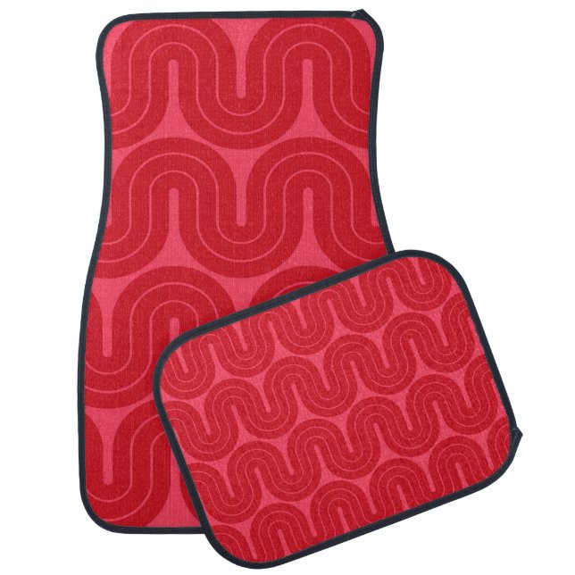 Retro Geometric Gradient Wave Design Car Floor Mat (Set)
