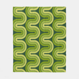 Retro Geometric Gradient Wave Design Fleece Blanket