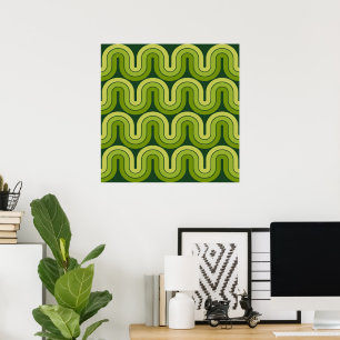 Retro Geometric Gradient Wave Design Poster