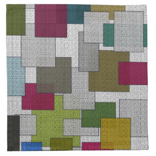 Retro Geometric Gray Green Purple Cloth Napkin