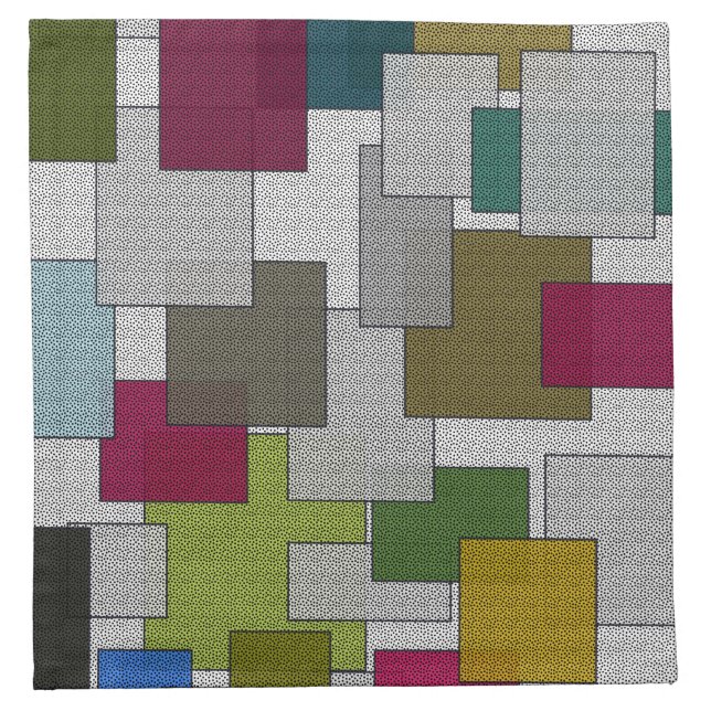 Retro Geometric Gray Green Purple Cloth Napkin (Front)