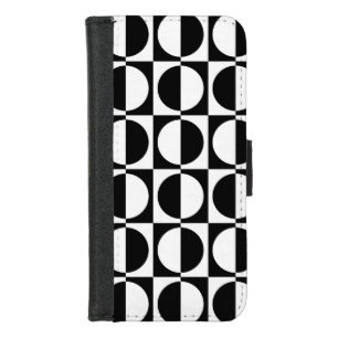 Retro Geometric Half Square and Circle Pattern iPhone 8/7 Wallet Case