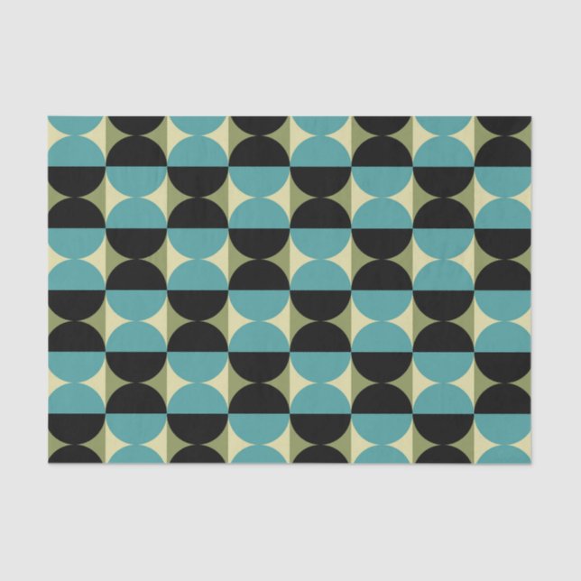 Retro Geometric Half Square and Circle Pattern Tissue Paper (Front)