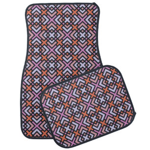 Retro Geometric In Purple Car Floor Mat