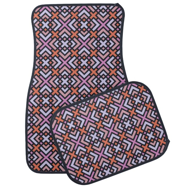 Retro Geometric In Purple Car Floor Mat (Set)
