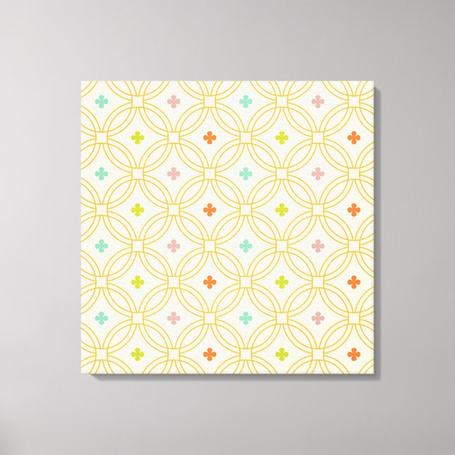 Retro Geometric Interlocking Circle Pattern Canvas Print (Front)