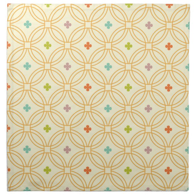 Retro Geometric Interlocking Circle Pattern Cloth Napkin (Front)