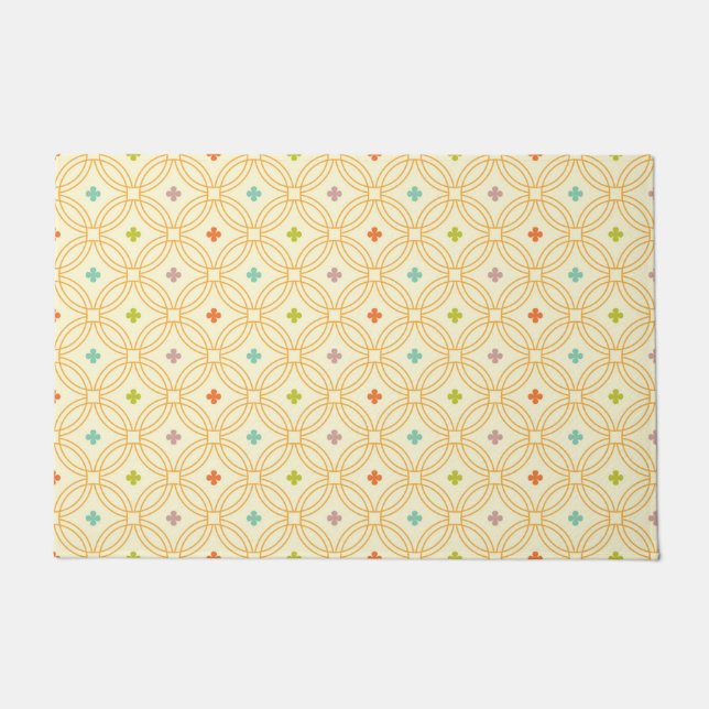 Retro Geometric Interlocking Circle Pattern Doormat (Front)
