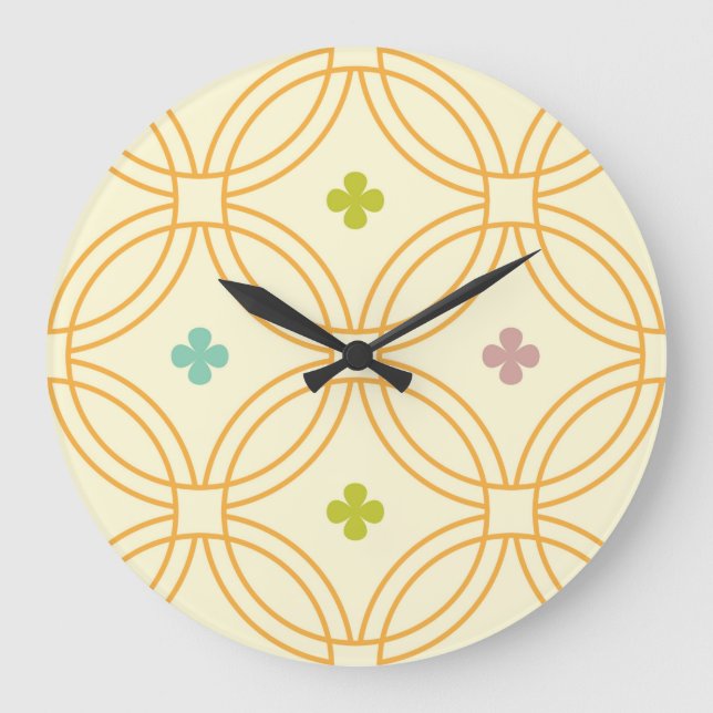 Retro Geometric Interlocking Circle Pattern Large Clock (Front)