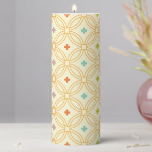 Retro Geometric Interlocking Circle Pattern Pillar Candle