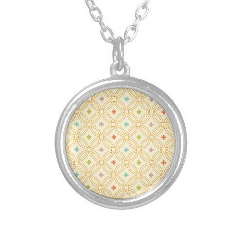 Retro Geometric Interlocking Circle Pattern Silver Plated Necklace