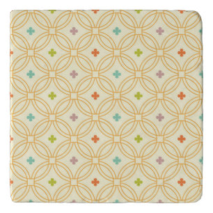 Retro Geometric Interlocking Circle Pattern Trivet